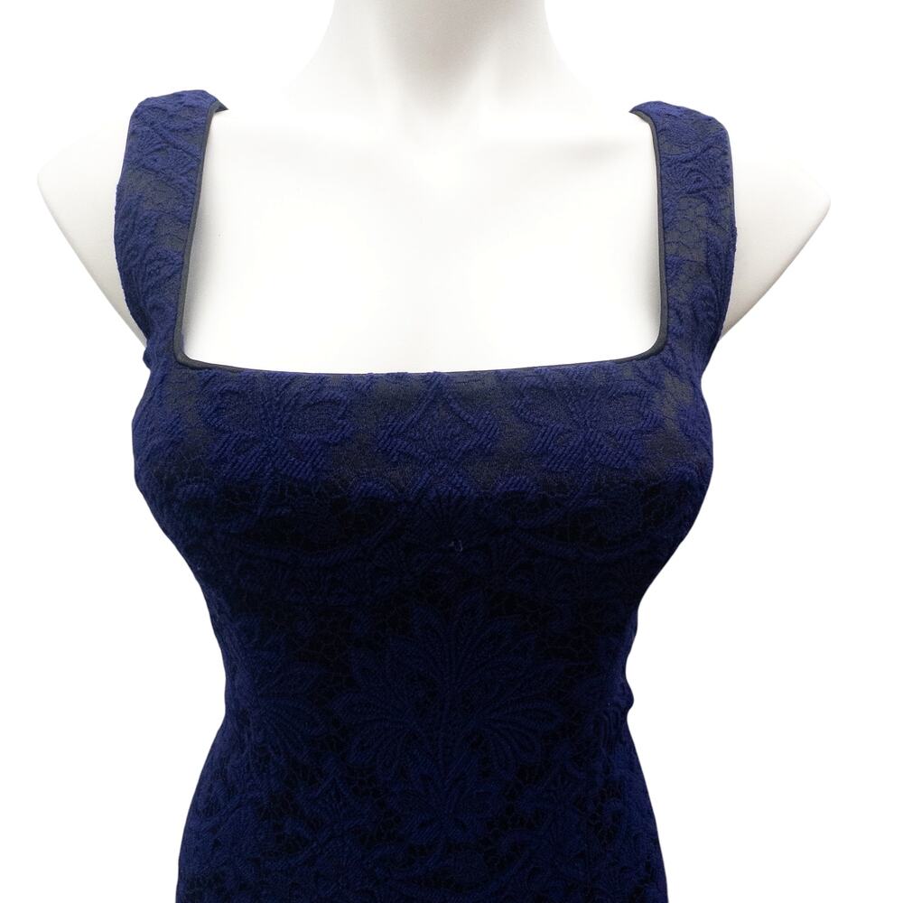 Plein Sud Blue Black Lace Zipper Dress Sleeveless Square Neck Women's 6 - Picture 4 of 10